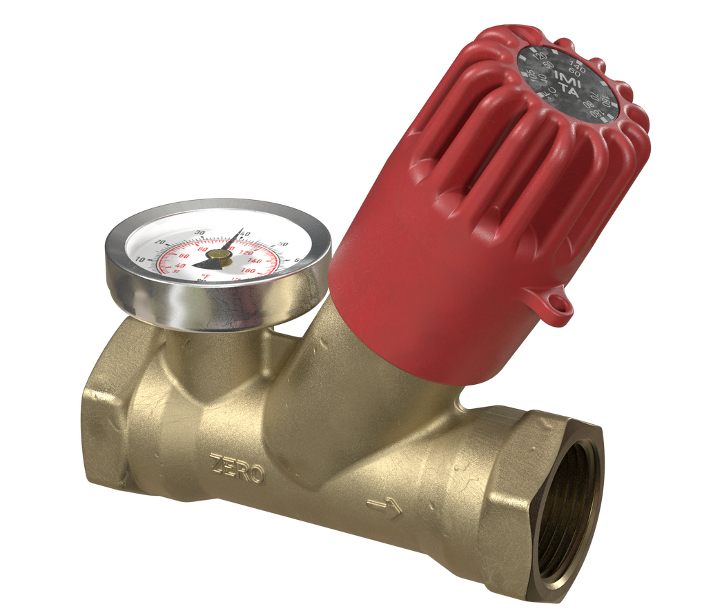 TASAKAALUSTUSVENTIIL TARBEVEELE TA-THERM 35C°-80C°, DN15 G1/2" TERMOMEETRIGA, Kvs1,1