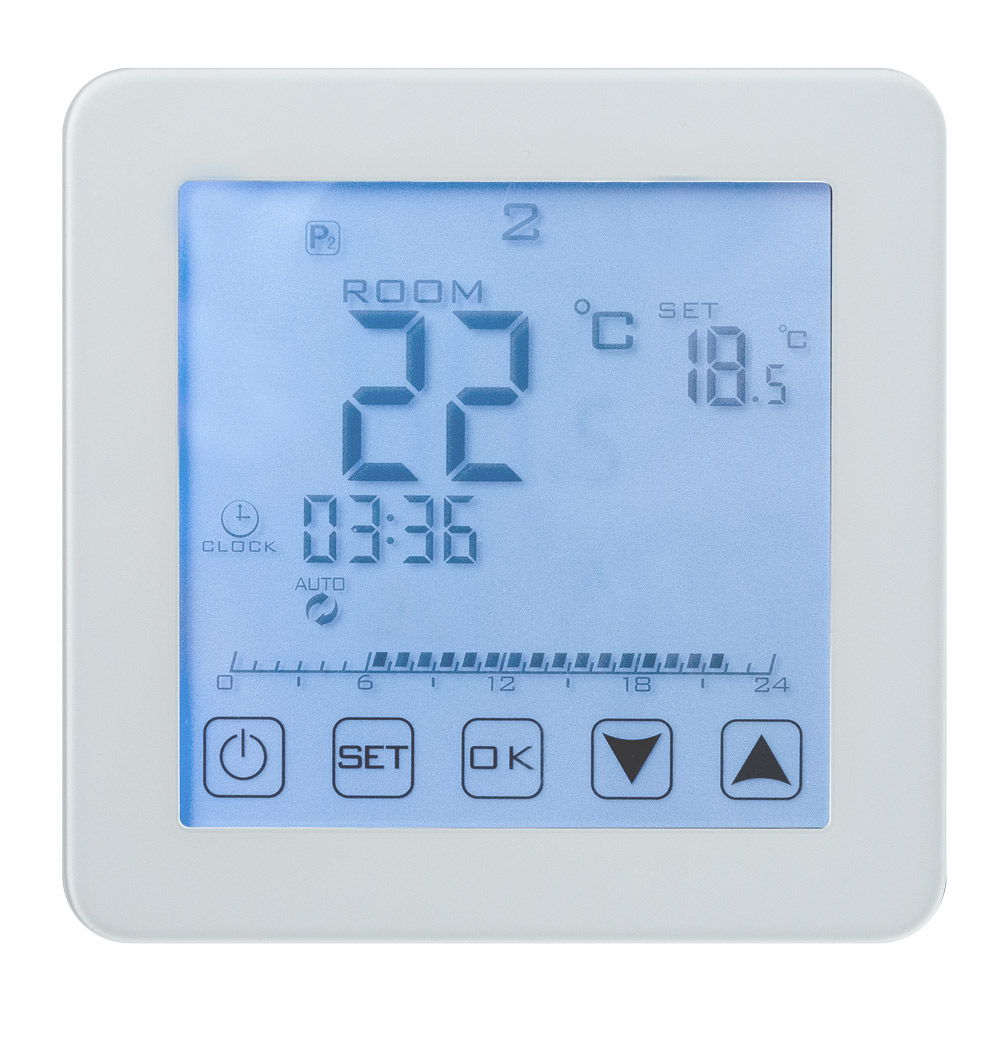 RUUMI TERMOSTAAT LCD 230V+ANDUR VALGE