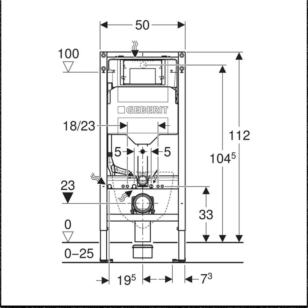DUOFIX ELEMENT SEINALE PAIGALDATAVALE WC-POTILE, 112cm SIGMA VARJATUD LOPUTUSKASTIGA 12cm
