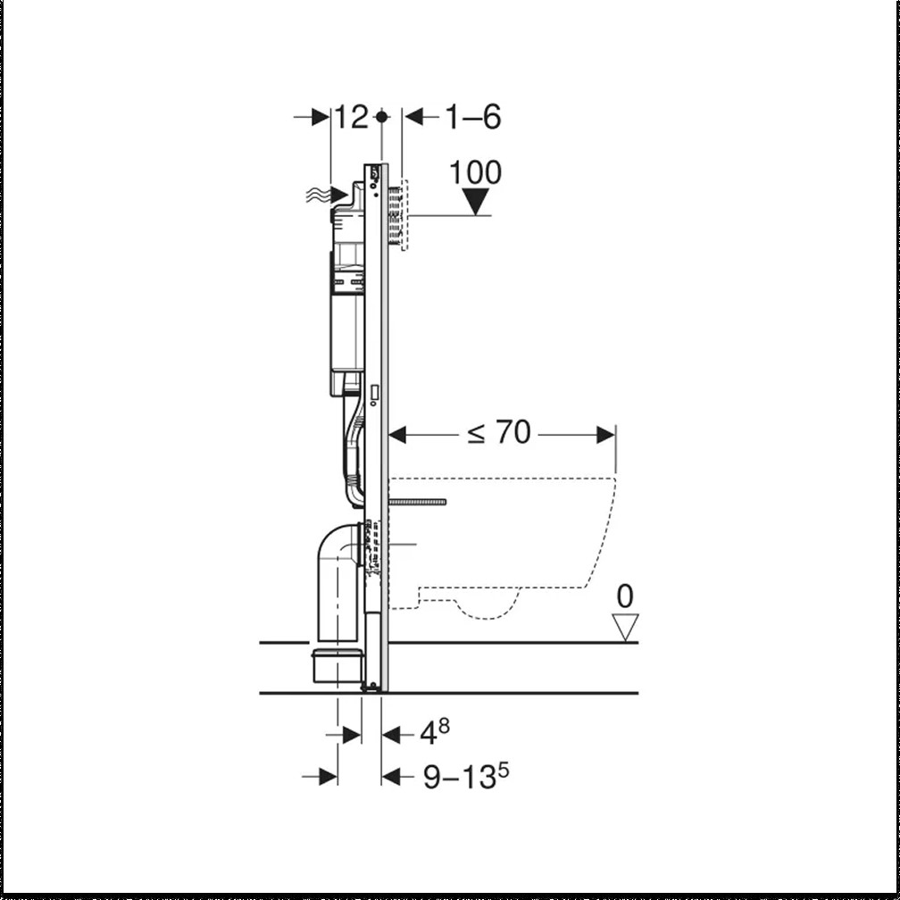 DUOFIX ELEMENT SEINALE PAIGALDATAVALE WC-POTILE, 112cm SIGMA VARJATUD LOPUTUSKASTIGA 12cm