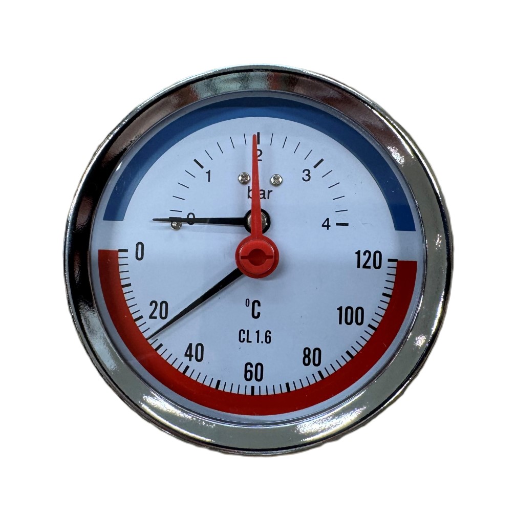 TERMOMANOMEETER Ø80, 4bar, 120°C, TAGANT ÜHENDUSEGA 1/2" HEKAMERK